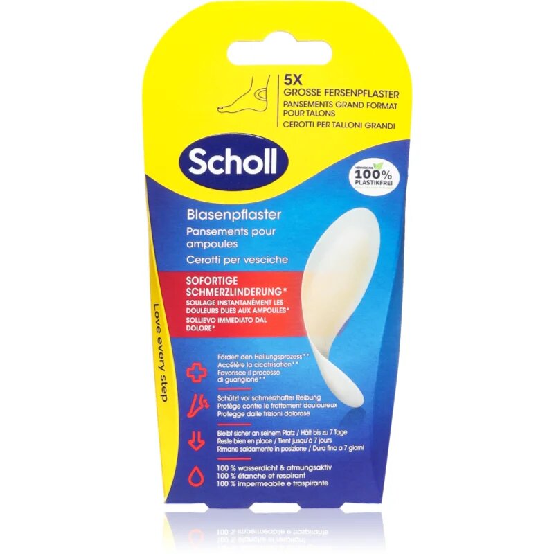 Scholl Dr. 's Blister Plasters voděodolná náplast na puchýře na patách 5 ks