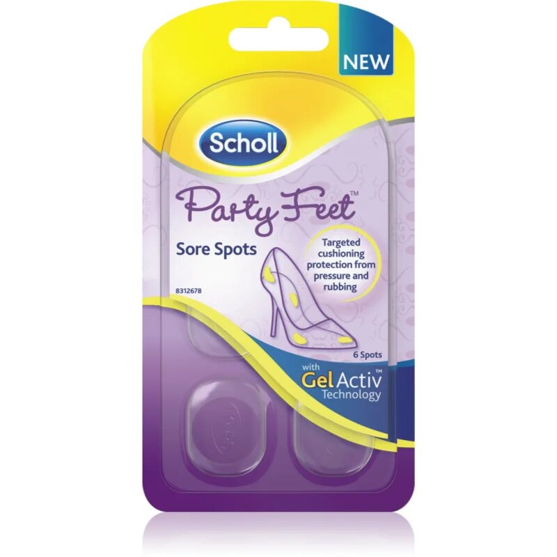 Scholl GelActiv Party Feet polštářky na citlivá místa chodidla 6 ks