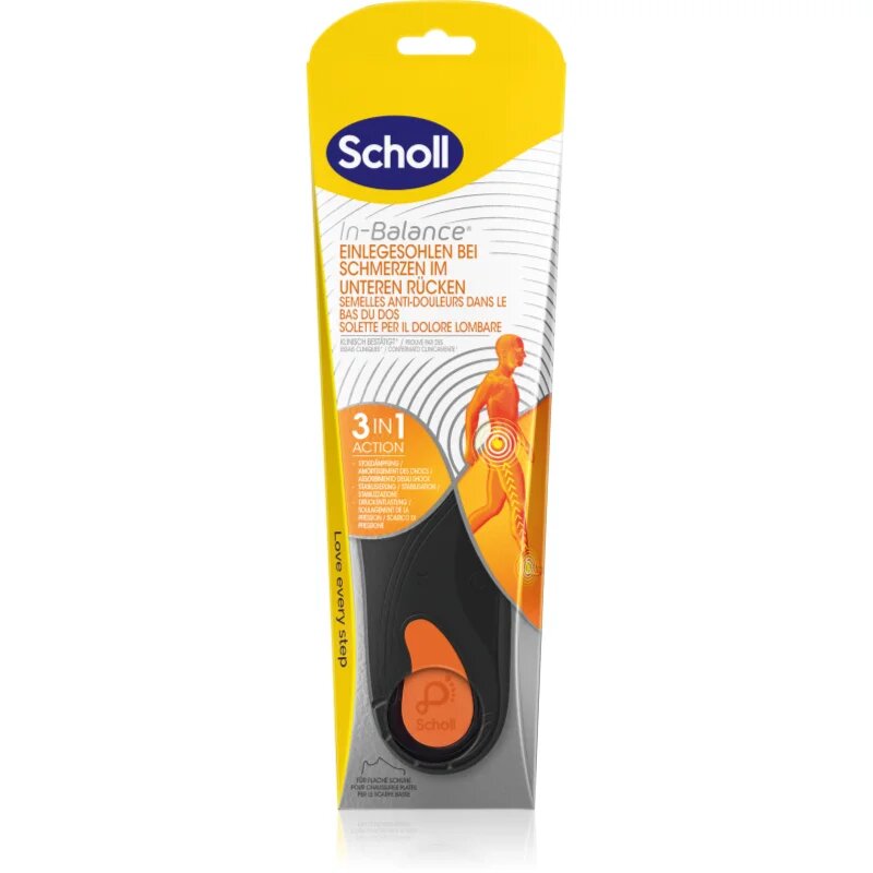 Scholl In-Balance Lower Back vložky do bot na paty velikost Medium 1 pár