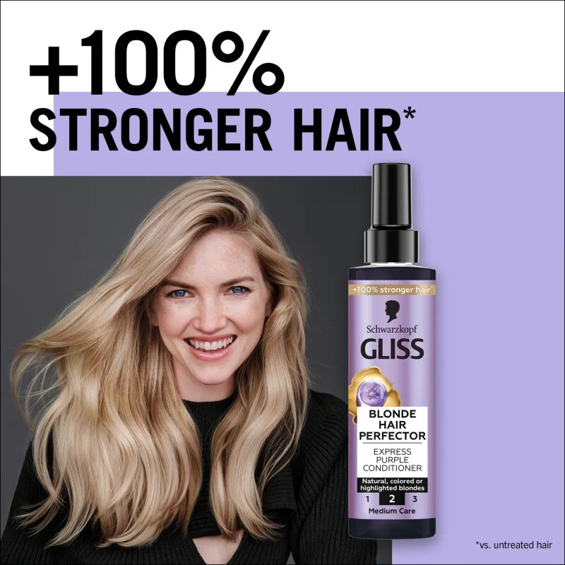 Schwarzkopf Gliss Blonde Hair Perfector bezoplachový kondicionér neutralizující žluté tóny 200 ml