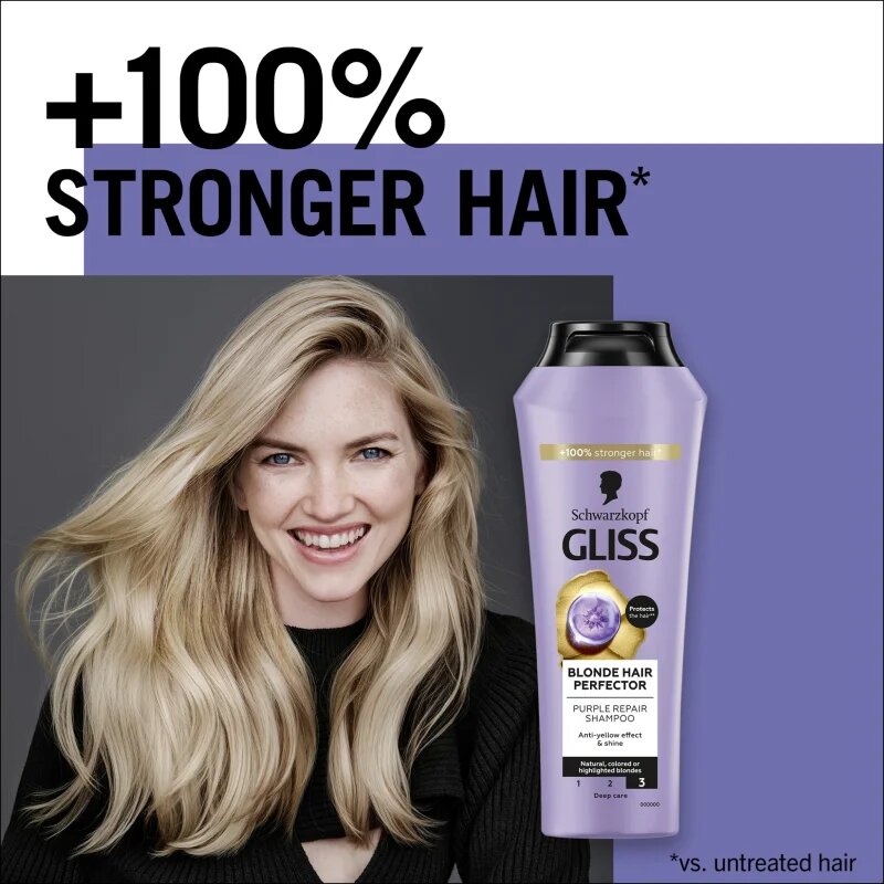 Schwarzkopf Gliss Blonde Hair Perfector vlasový šampon neutralizující žluté tóny 250 ml
