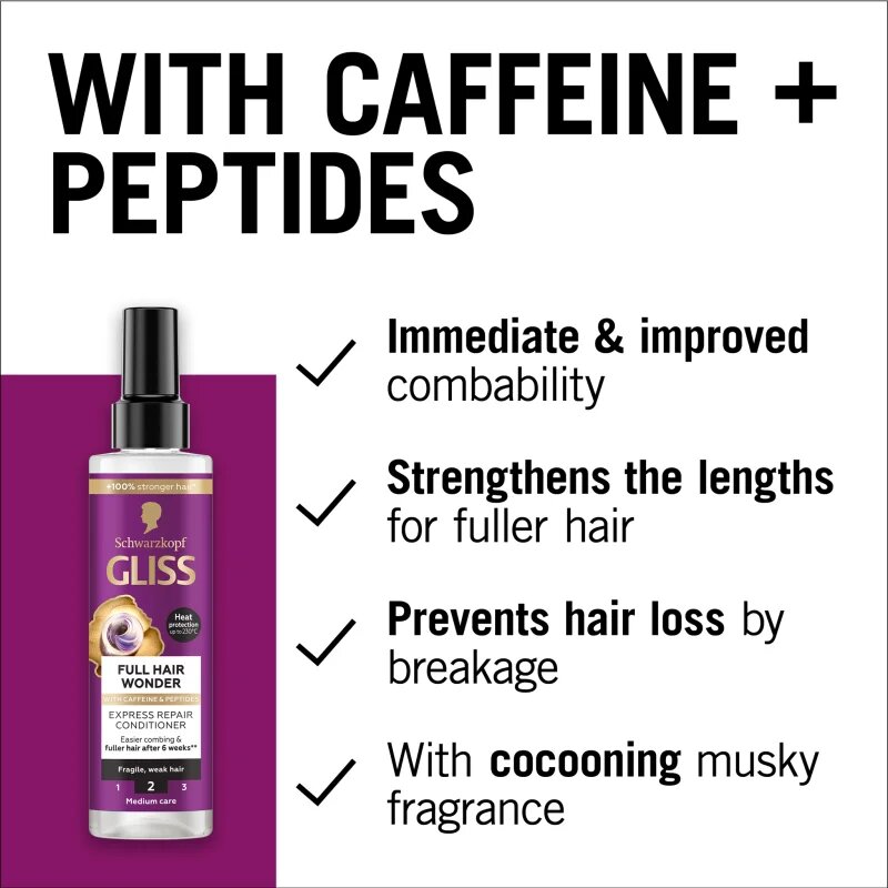 Schwarzkopf Gliss Full Hair Wonder regenerační bezoplachový kondicionér pro oslabené vlasy 200 ml