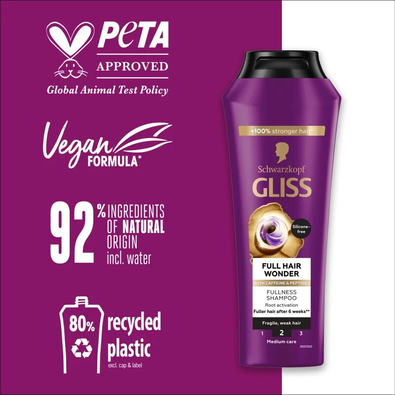 Schwarzkopf Gliss Full Hair Wonder regenerační šampon pro oslabené vlasy 250 ml