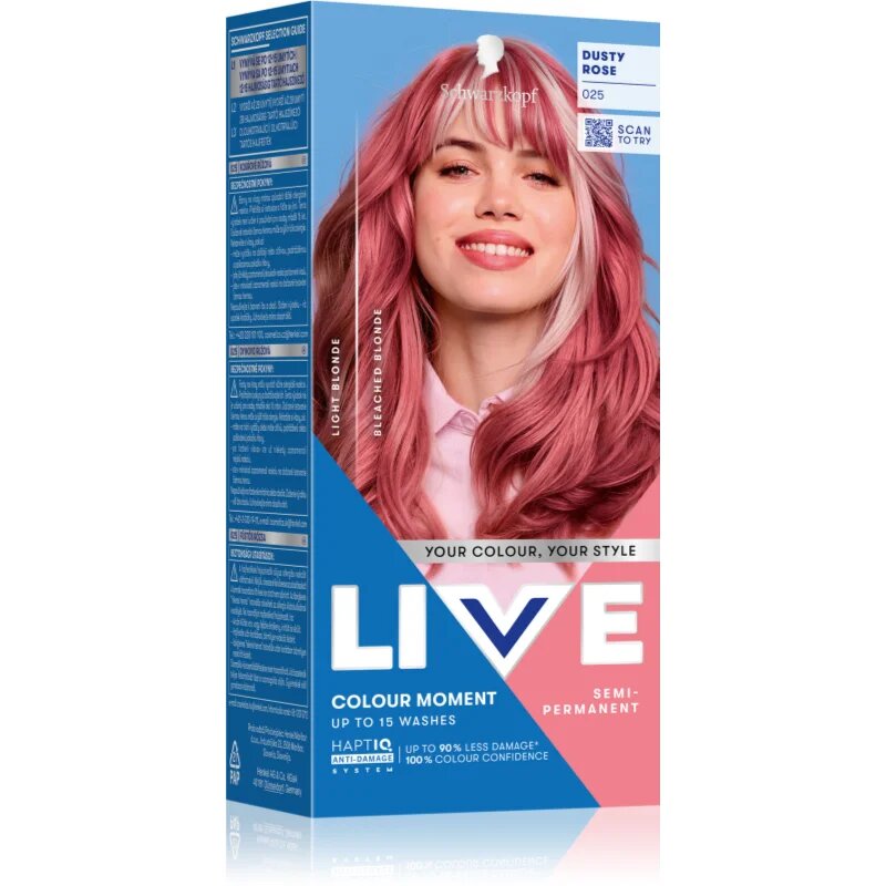 Schwarzkopf LIVE Colour Moment semipermanentní barva na vlasy odstín 025 Dusty Rose 50 ml