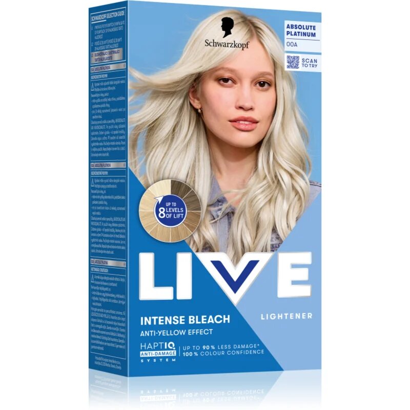 Schwarzkopf LIVE Intense Bleach odbarvovač na vlasy 00A Absolutní platinová 1 ks