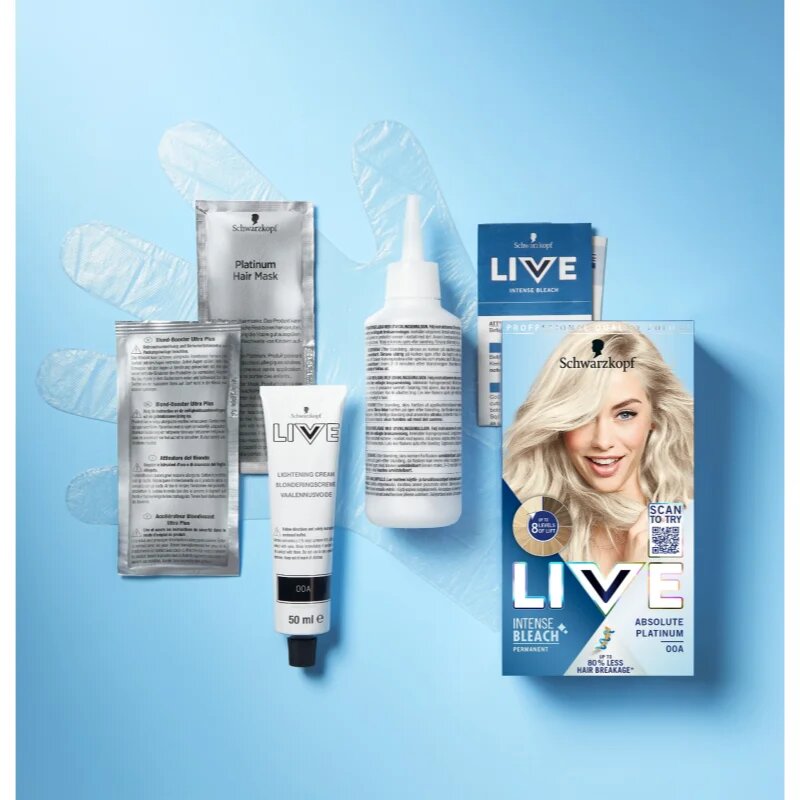 Schwarzkopf LIVE Intense Bleach odbarvovač na vlasy 00A Absolutní platinová 1 ks