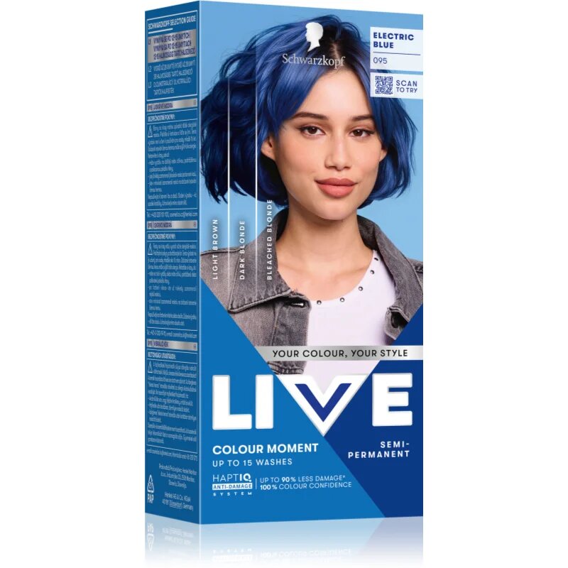 Schwarzkopf LIVE Ultra Brights or Pastel semipermanentní barva na vlasy odstín 095 Electric Blue 1 ks