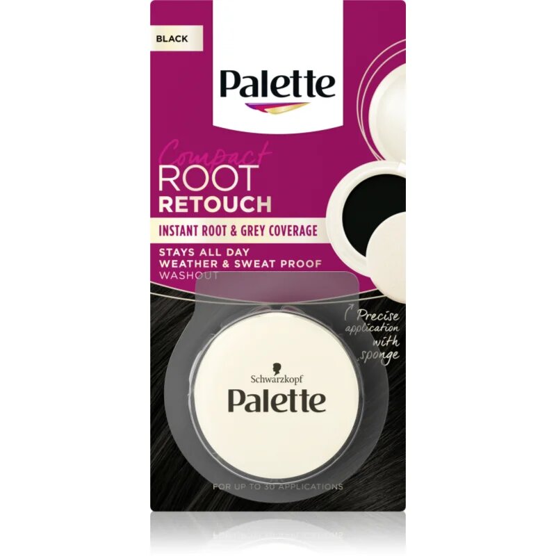 Schwarzkopf Palette Compact Root Retouch vlasový korektor odrostů a šedin s pudrovým efektem odstín Černý 3 g