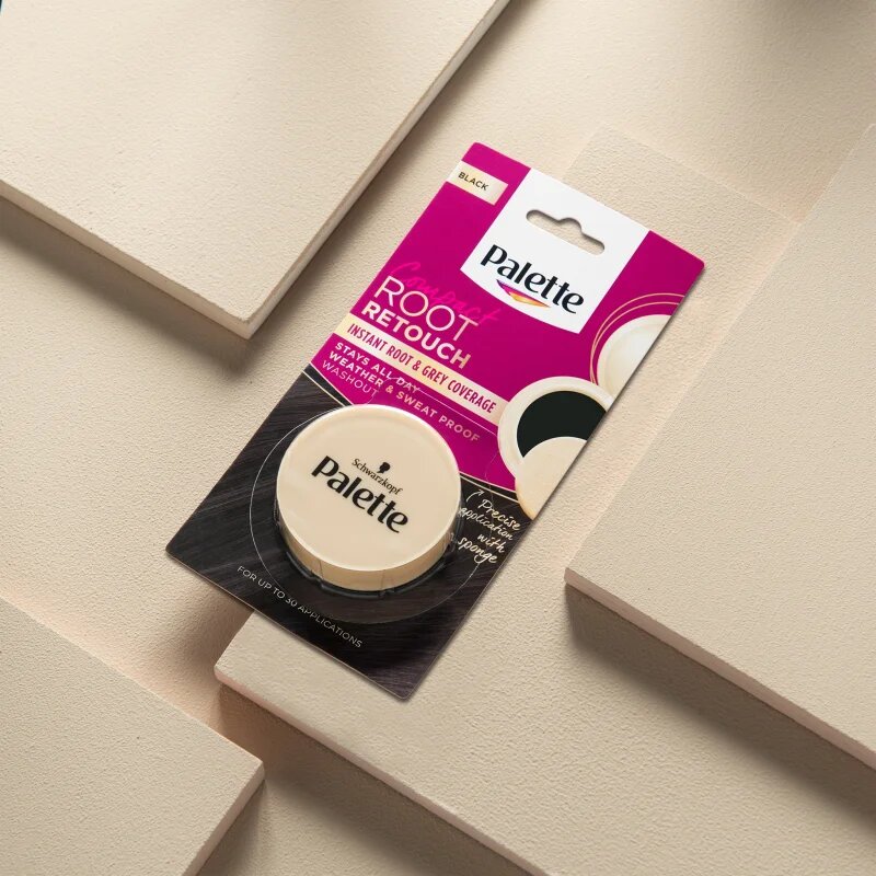Schwarzkopf Palette Compact Root Retouch vlasový korektor odrostů a šedin s pudrovým efektem odstín Černý 3 g
