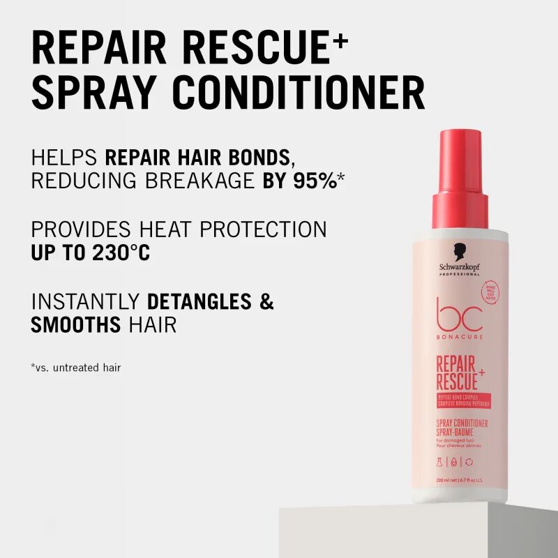 Schwarzkopf Professional BC Bonacure Repair Rescue+ bezoplachový kondicionér pro poškozené vlasy ve spreji 200 ml