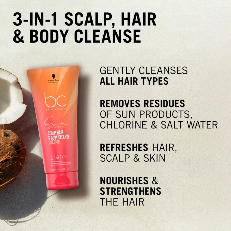Schwarzkopf Professional BC Bonacure Sun Protect Scalp Hair & Body Cleanse sprchový gel 2 v 1 200 ml