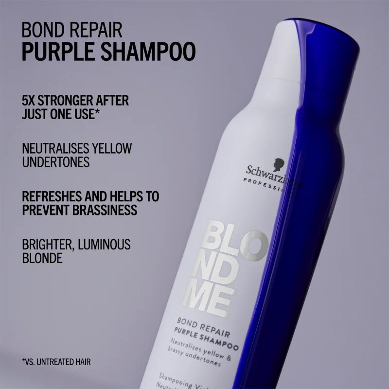 Schwarzkopf Professional Blondme Bond Repair Purple Shampoo fialový šampon pro blond vlasy 300 ml