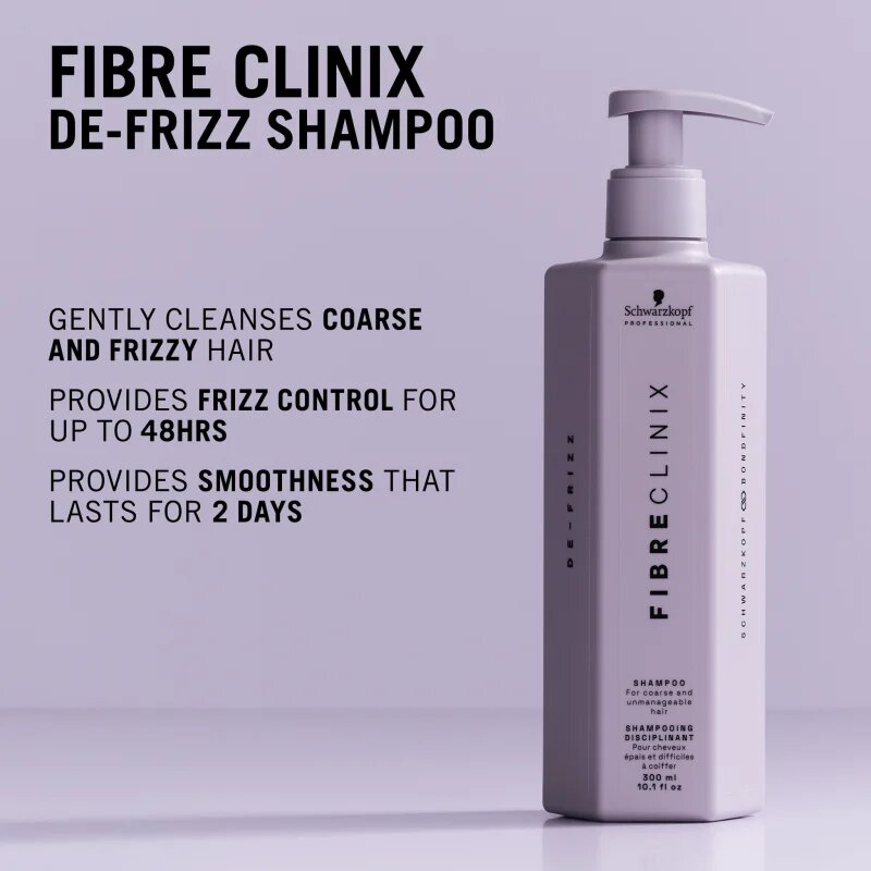 Schwarzkopf Professional Fibre Clinix De-Frizz Shampoo vyhlazující šampon pro nepoddajné a krepatějící se vlasy 300 ml