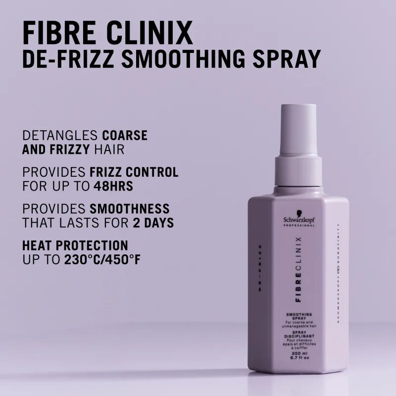 Schwarzkopf Professional Fibre Clinix De-Frizz Smoothing Spray uhlazující sprej pro nepoddajné a krepatějící se vlasy 200 ml