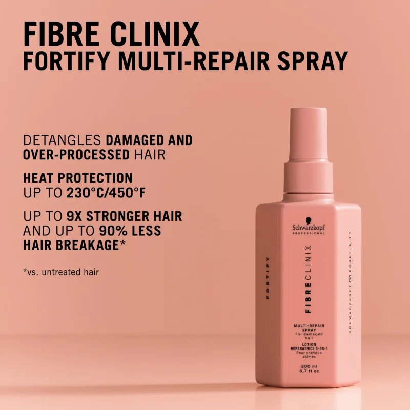 Schwarzkopf Professional Fibre Clinix Fortify Multi-Repair Spray regenerační péče pro poškozené a křehké vlasy ve spreji 200 ml