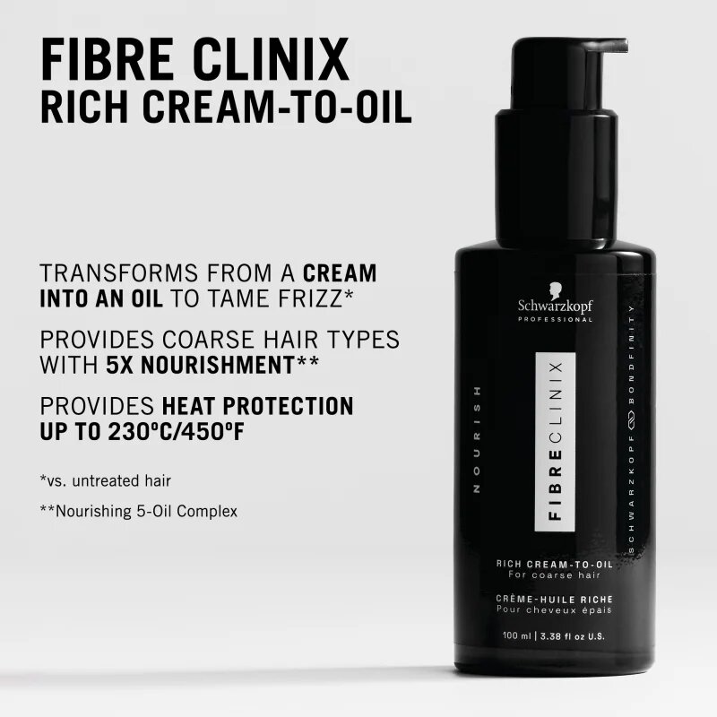 Schwarzkopf Professional Fibre Clinix Rich Cream-to-Oil vyživující olej pro nepoddajné vlasy 100 ml