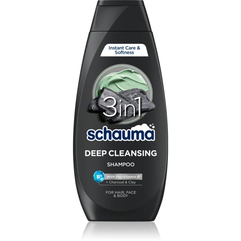 Schwarzkopf Schauma MEN šampon s aktivními složkami uhlí na tvář tělo a vlasy 400 ml