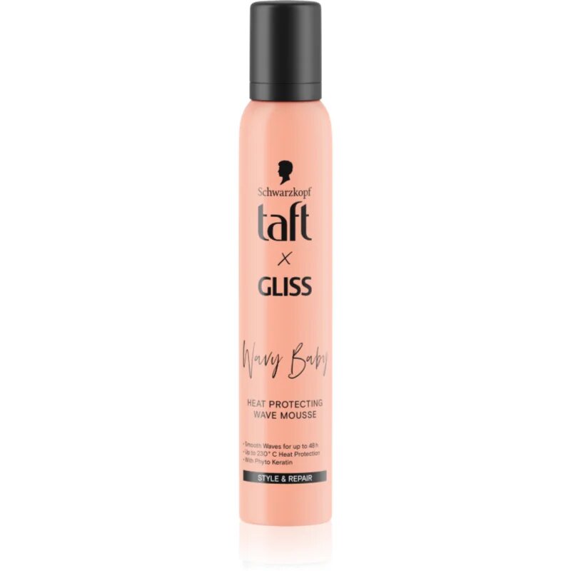 Schwarzkopf Taft x Gliss termoochranná pěna pro objem a tvar účesu pro vlnité a kudrnaté vlasy 200 ml