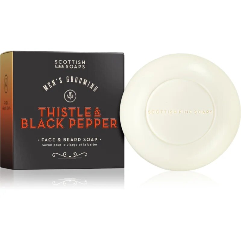 Scottish Fine Soaps Thistle & Black Pepper tuhé mýdlo na obličej a vousy 100 g