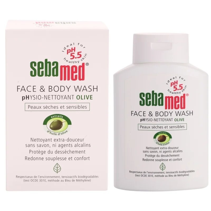 Sebamed Wash jemná mycí emulze na tělo a obličej s olivovým olejem 200 ml