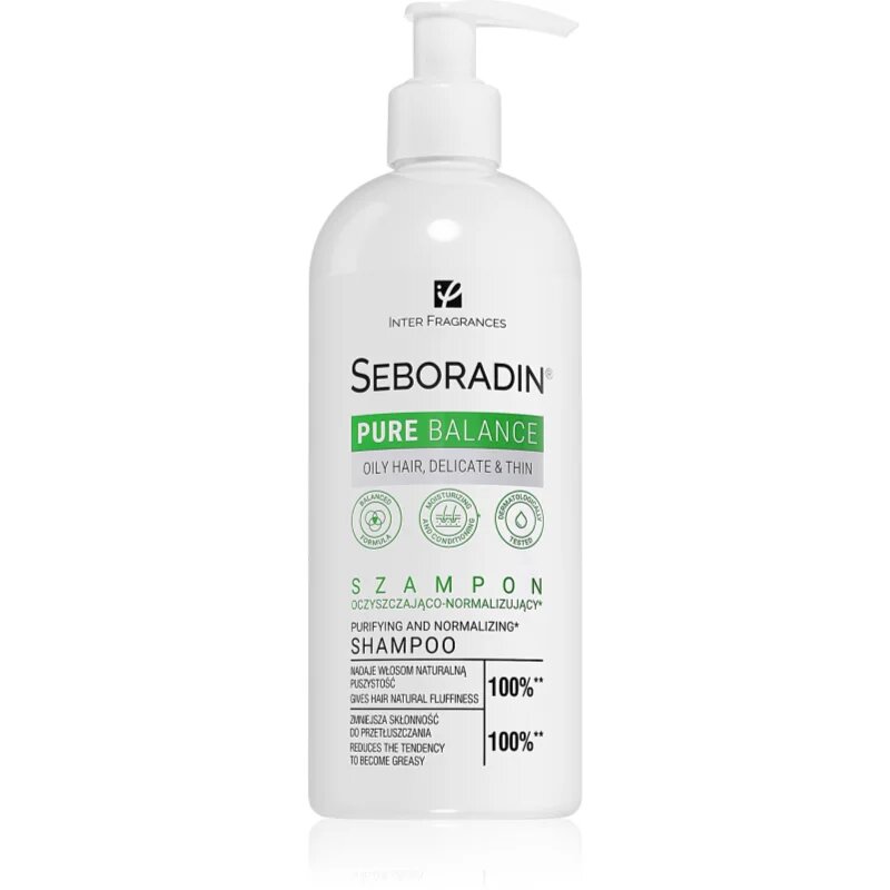 Seboradin Pure Balance čisticí šampon pro mastné jemné a porézní vlasy 400 ml