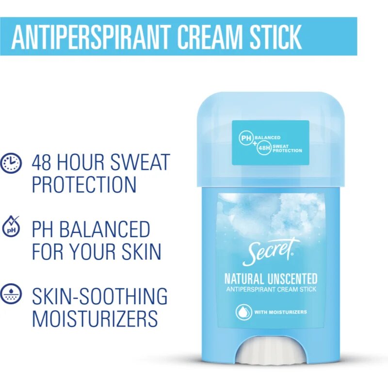 Secret Natural Unscented Antiperspirant Cream Stick krémový antiperspirant pro ženy 40 ml