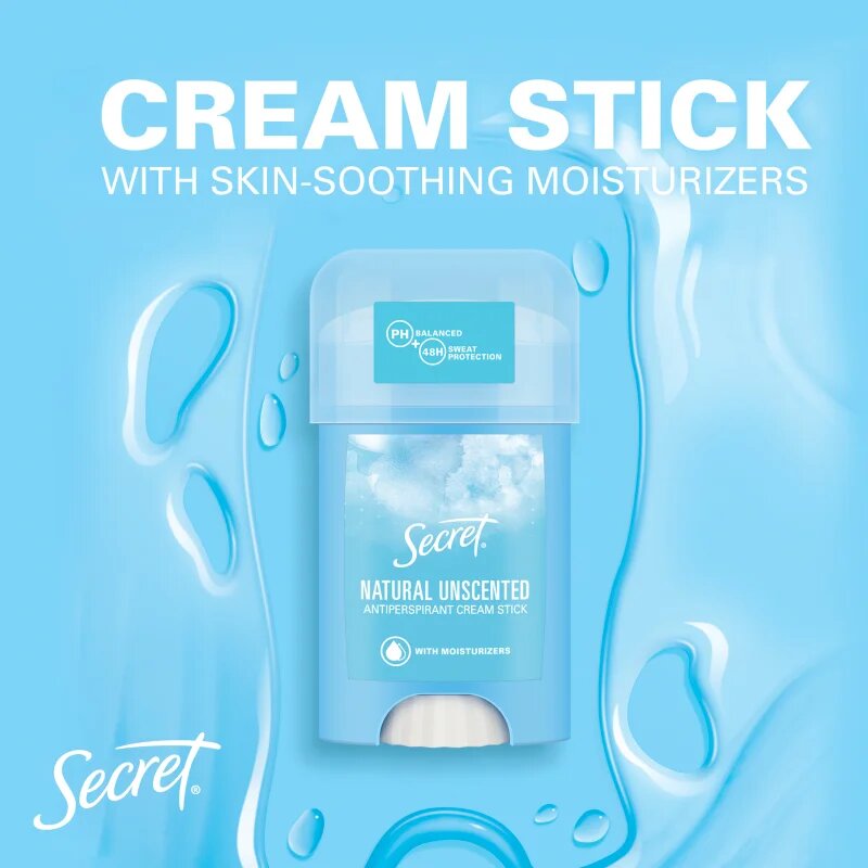 Secret Natural Unscented Antiperspirant Cream Stick krémový antiperspirant pro ženy 40 ml