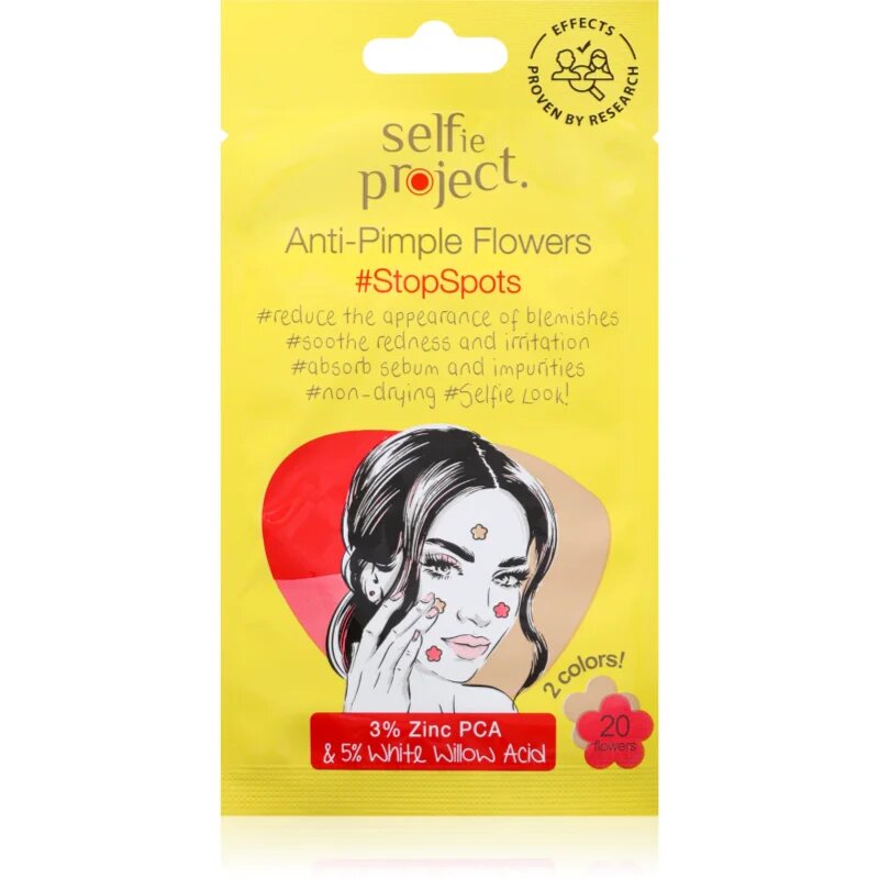 Selfie Project Anti-Pimple Flower náplasti na problematickou pleť se zinkem 20 ks