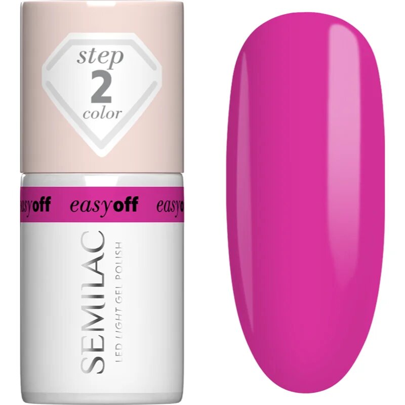 Semilac Easy Off Step 2 gelový lak na nehty s použitím UV/LED lampy odstín Magenta Crush 7 ml