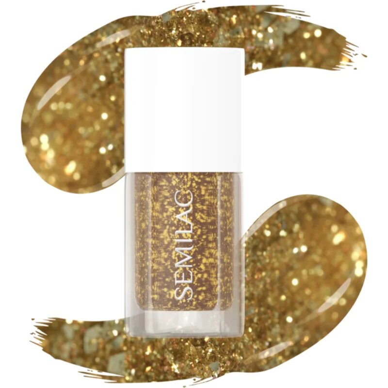 Semilac Glitter Nails třpytivý lak na nehty odstín 042 Flakes of Gold 7 ml
