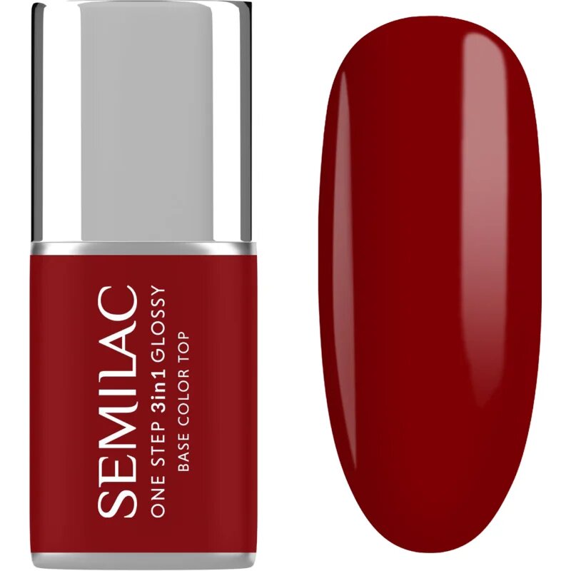 Semilac One Step 3in1 Glossy gelový lak na nehty odstín 575 Dark Red 7 ml