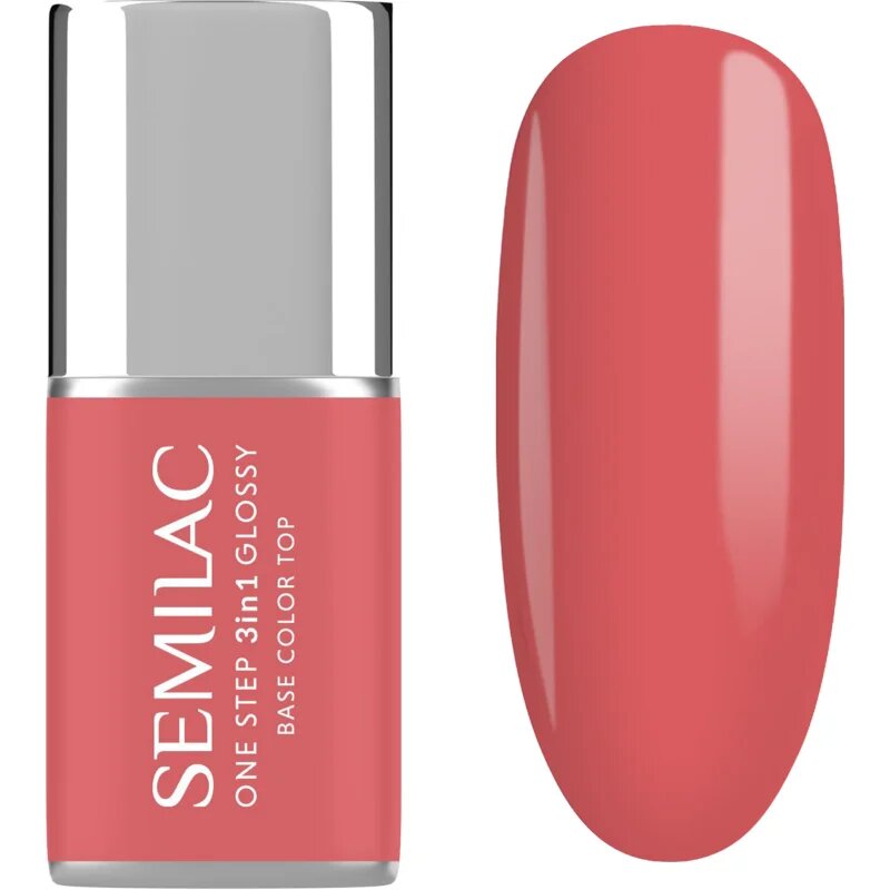Semilac One Step 3in1 Glossy gelový lak na nehty odstín 690 Coral Pink 7 ml