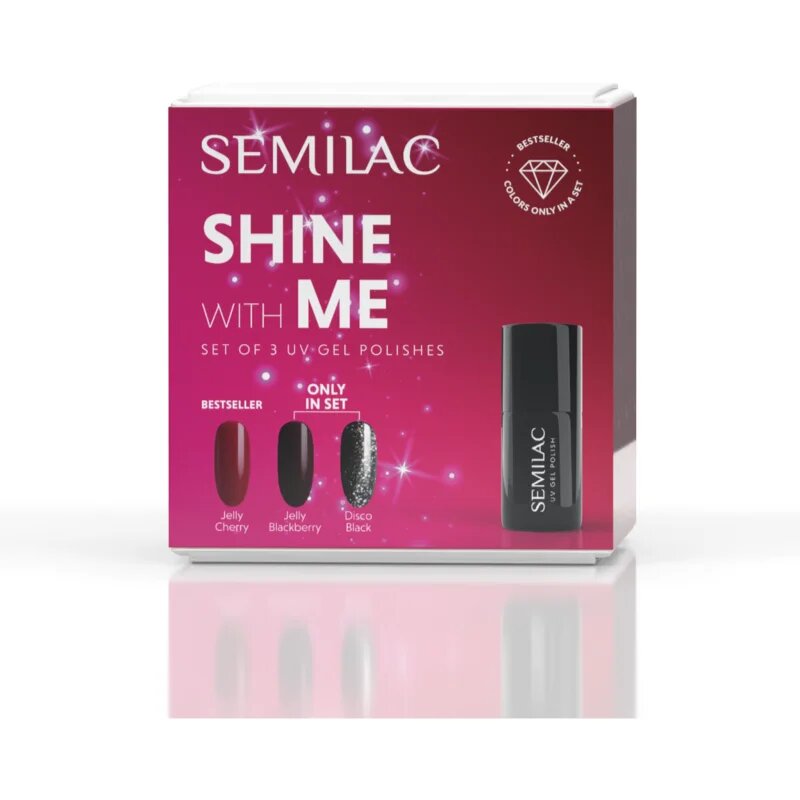 Semilac Set Shine With Me sada laků na nehty s použitím UV/LED lampy