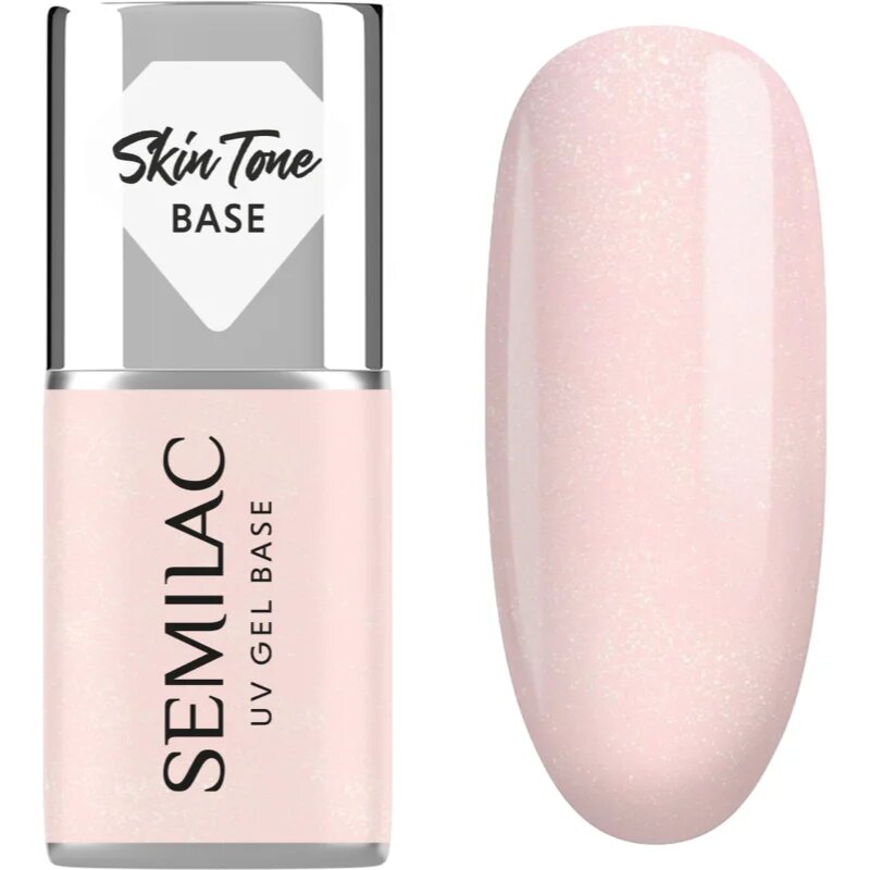 Semilac UV Gel Base Skin Tone Base podkladový lak pro gelové nehty odstín Glitter Rose 7 ml