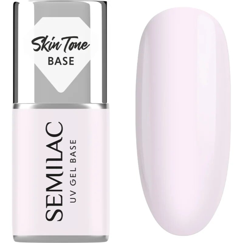 Semilac UV Gel Base Skin Tone Base podkladový lak pro gelové nehty odstín Milky Pink 7 ml
