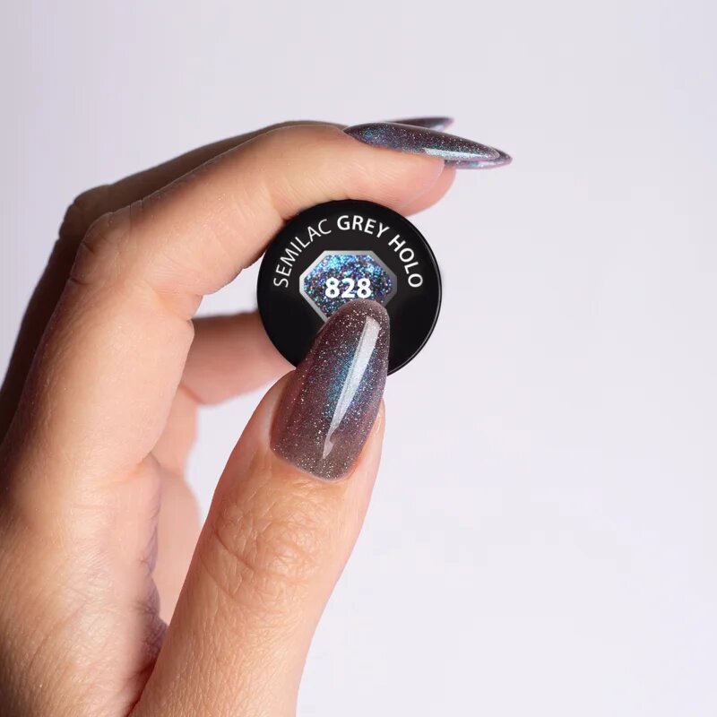 Semilac UV Hybrid Galaxy Flash gelový lak na nehty s použitím UV/LED lampy odstín 828 Grey Holo 7 ml