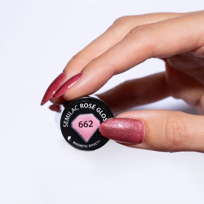 Semilac UV Hybrid Gloss GALA gelový lak na nehty s použitím UV/LED lampy odstín 662 Rosé Gloss 7 ml