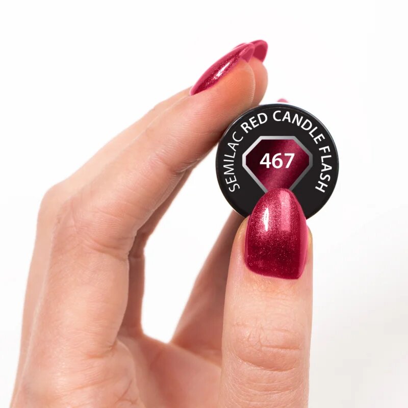 Semilac UV Hybrid Silk Effect gelový lak na nehty s použitím UV/LED lampy odstín 467 Red Candle Flash 7 ml