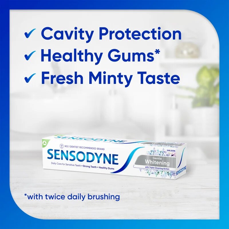 Sensodyne Extra Whitening bělicí zubní pasta s fluoridem pro citlivé zuby 2x75 ml