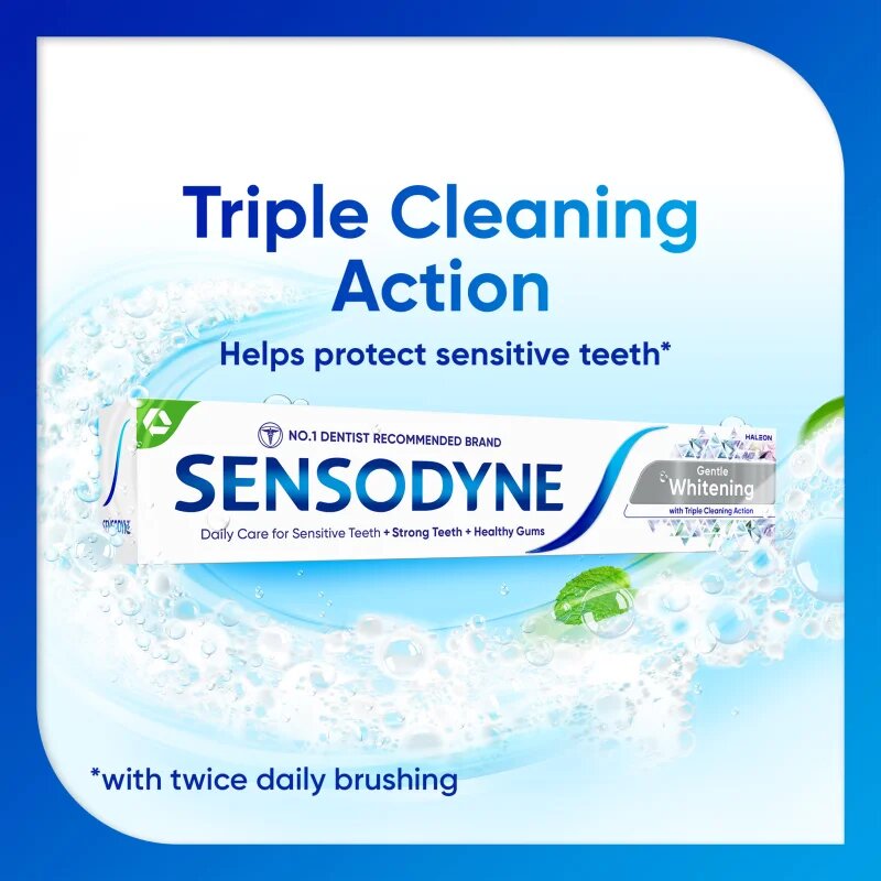 Sensodyne Extra Whitening bělicí zubní pasta s fluoridem pro citlivé zuby 75 ml