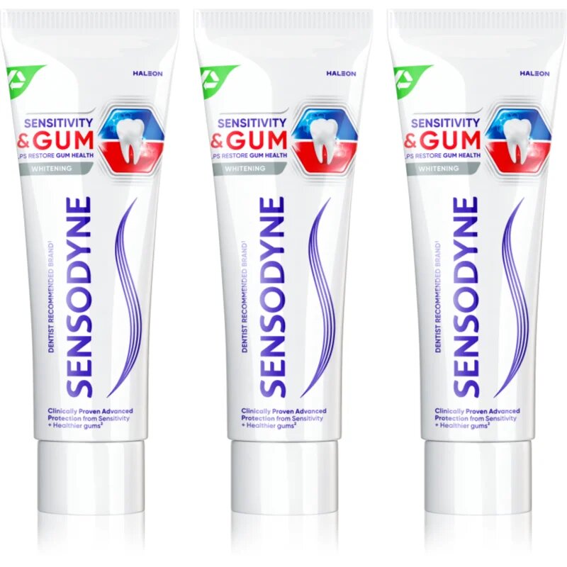 Sensodyne Sensitivity & Gum Whitening bělicí zubní pasta pro ochranu zubů a dásní 3x75 ml