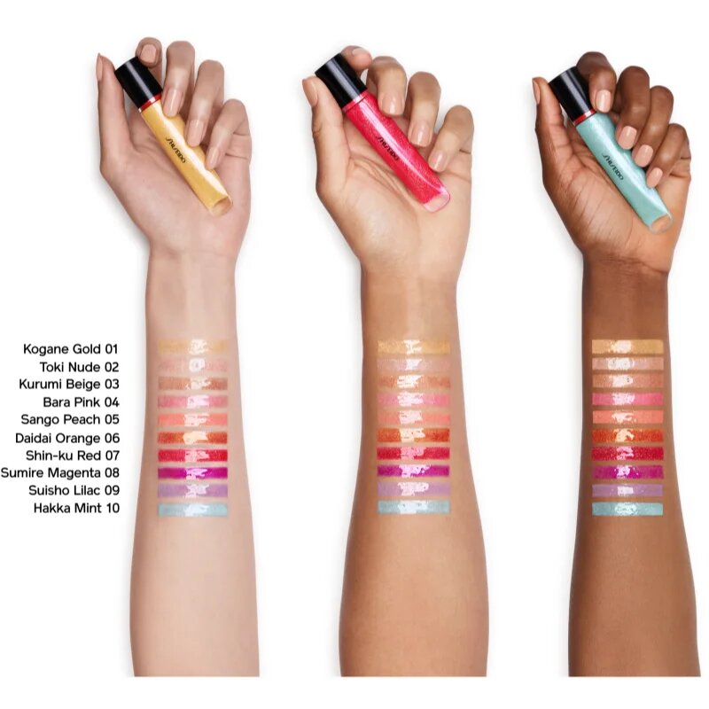Shiseido Shimmer GelGloss třpytivý lesk na rty s hydratačním účinkem odstín 07 Shin Ku Red 9 ml