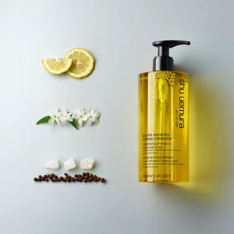 Shu Uemura Deep Cleanser Pure Serenity hloubkově čisticí šampon pro mastné vlasy a vlasovou pokožku 400 ml