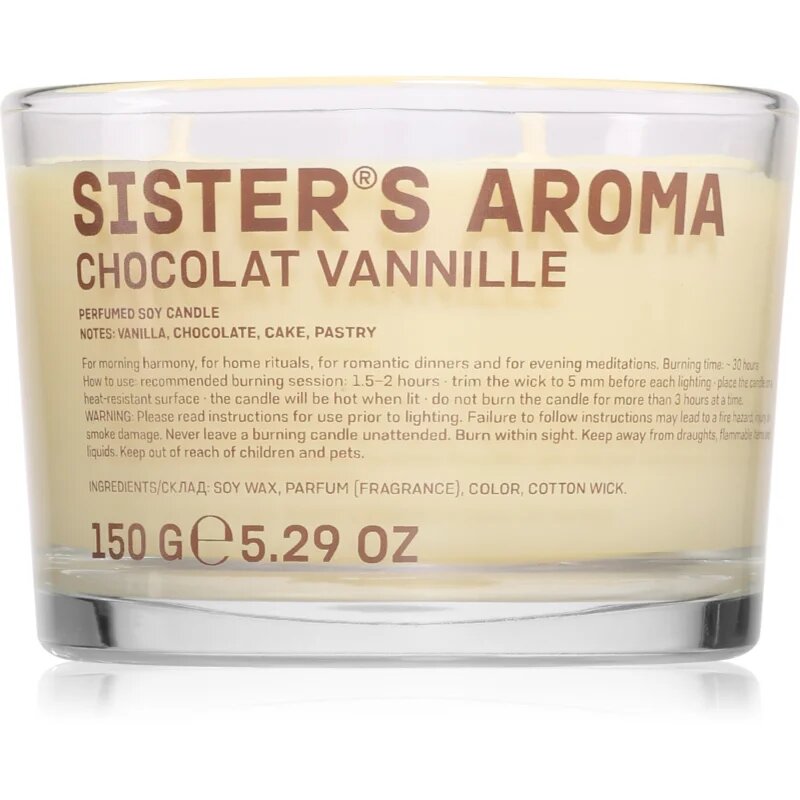Sister's Aroma Chocolat Vannille vonná svíčka 150 g