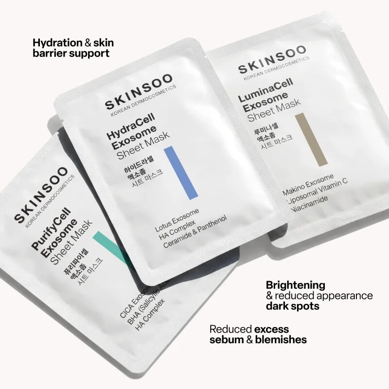 SKINSOO LuminaCell Exosome Sheet Mask rozjasňující plátýnková maska 22 g