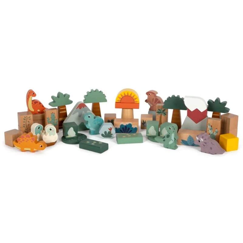 Small foot Wooden Building Blocks Dino aktivity hračka ze dřeva 12 m+ 34 ks