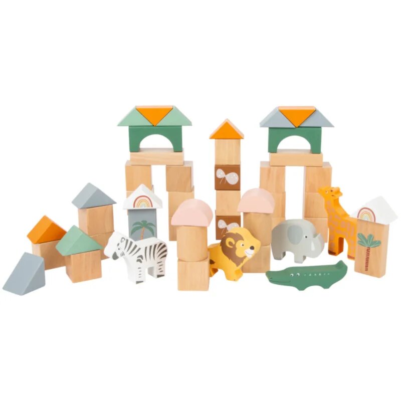 Small foot Wooden Building Blocks Safari aktivity hračka ze dřeva 12 m+ 50 ks