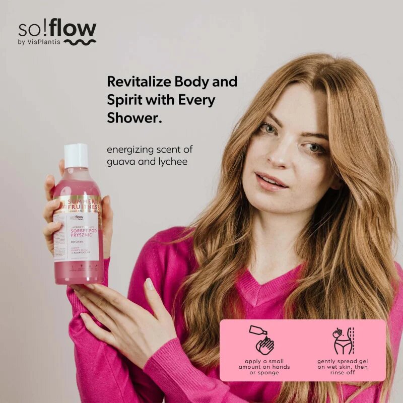 so!flow Energizing Shower Sorbet hydratační tělový sorbet do sprchy Guava Lychee 400 ml