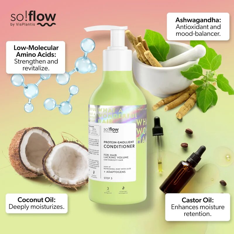 so!flow Low Porosity Hair Protein-Emollient Conditioner kondicionér pro vlasy bez objemu 400 ml