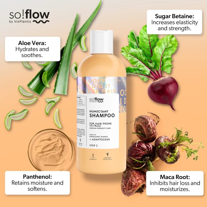so!flow Medium Porosity Hair Humectant Shampoo uhlazující šampon proti krepatění 400 ml